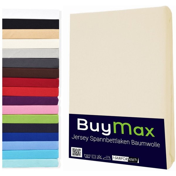 Buymax Spannbettlaken Topper, Spannbetttuch für Topper bis 12 cm Höhe, 100% Baumwolle Jersey, Jersey, Gummizug: Rundumgummi, (1 Stück), Pflegeleicht und Atmungs