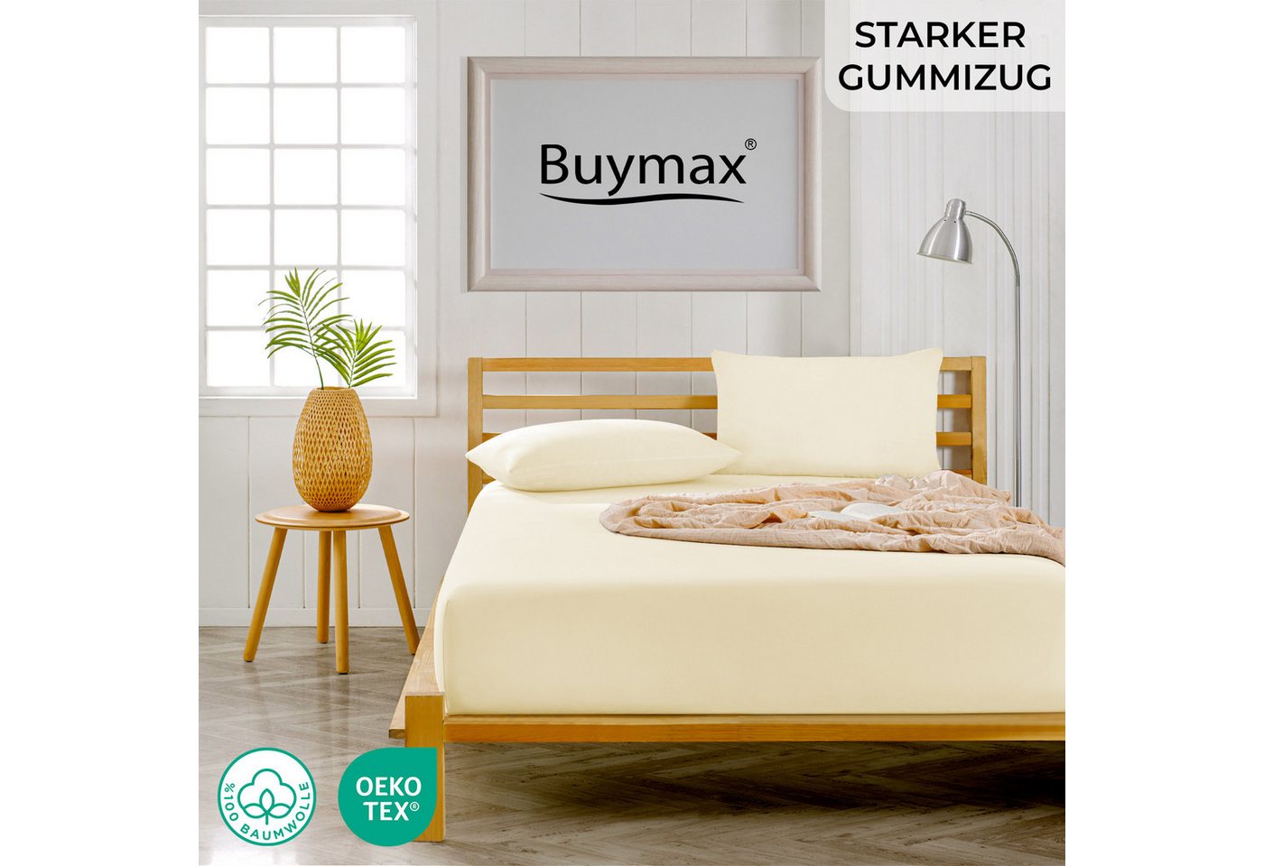 Buymax Spannbettlaken XL Boxspringbett, Jersey, Gummizug: Rundumgummizug, (1 Stück), 100% Baumwolle, 160 g/m², passend für Boxspringbetten und Wasserbetten – Bild 2 von 5