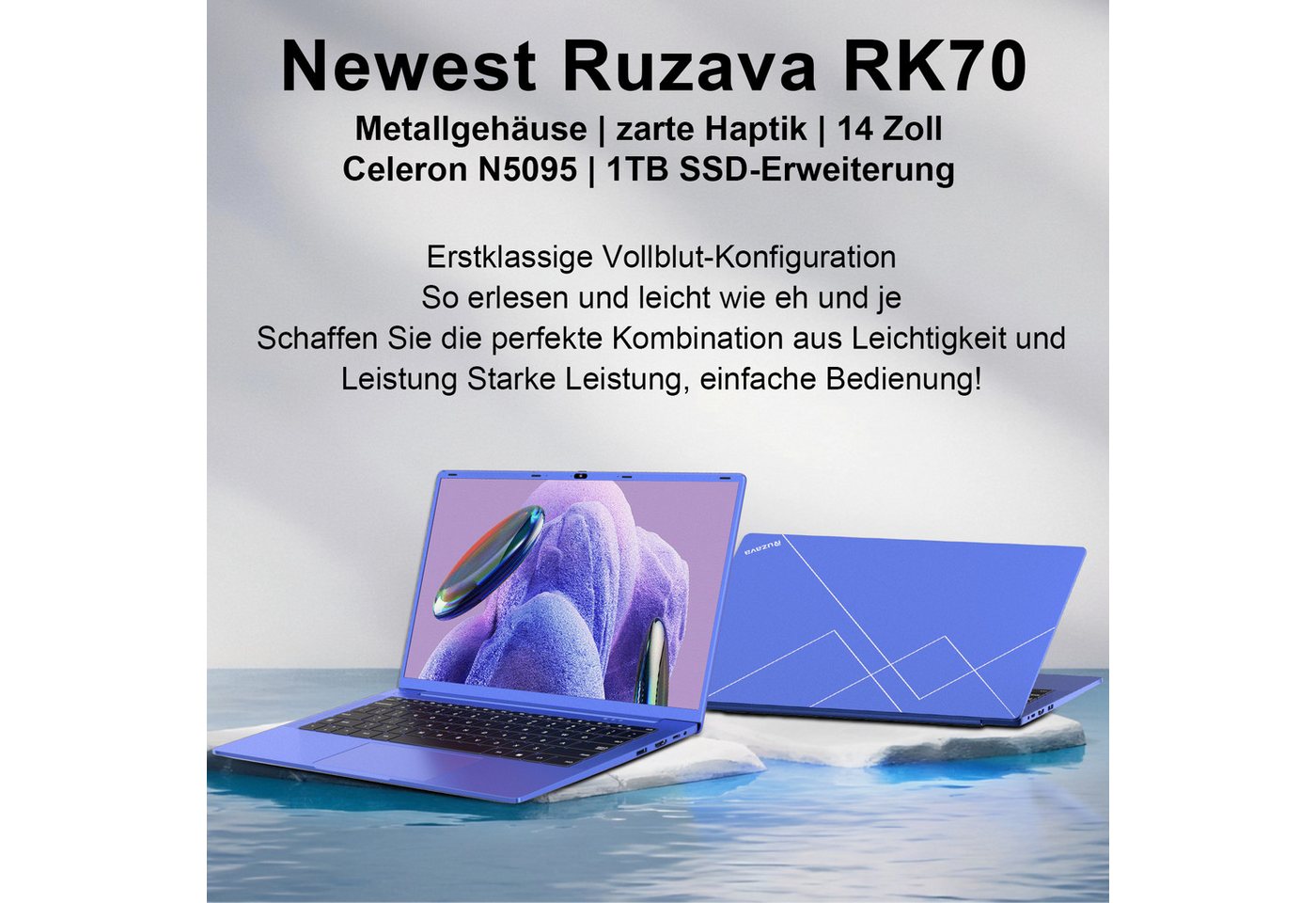 bvate 2026 14-Zoll-Laptop-Computer, 8 GB DDR4, Quad-Core N5095 CPU Notebook Notebook (OTHER, N5095, 8 GB, 256 GB SSD, 180° Drehung/Low Blue Light-Zertifizierung – Bild 2 von 5