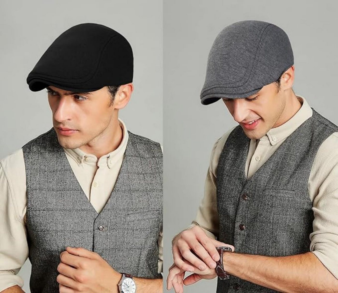 Bwecuy Flat Cap Schiebermütze Herren Barett Cap Herbst – Bild 3 von 5