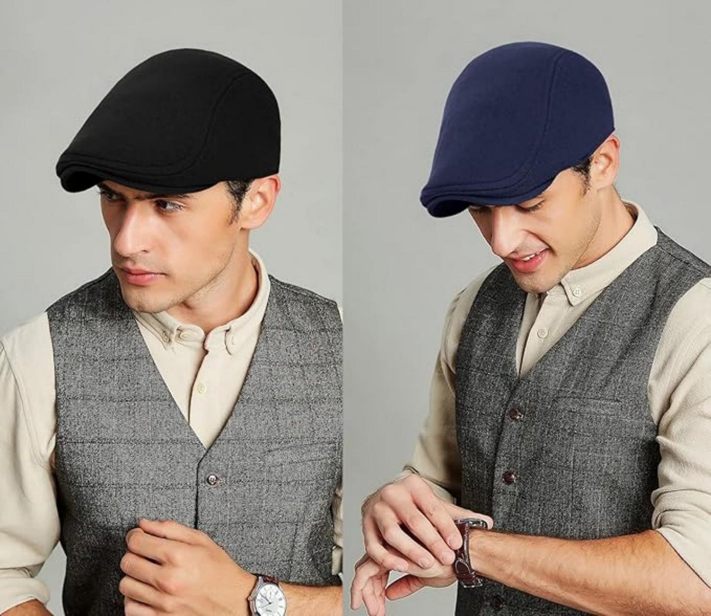 Bwecuy Flat Cap Schiebermütze Herren Barett Cap Herbst – Bild 4 von 5