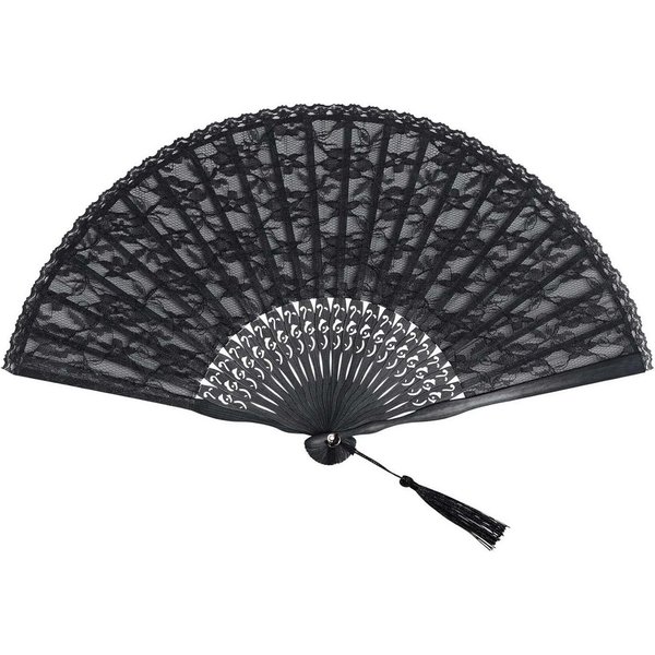 Bwecuy Handfächer Handfächer aus schwarzer Spitze, Hochzeitsgeschenk, (1-tlg)