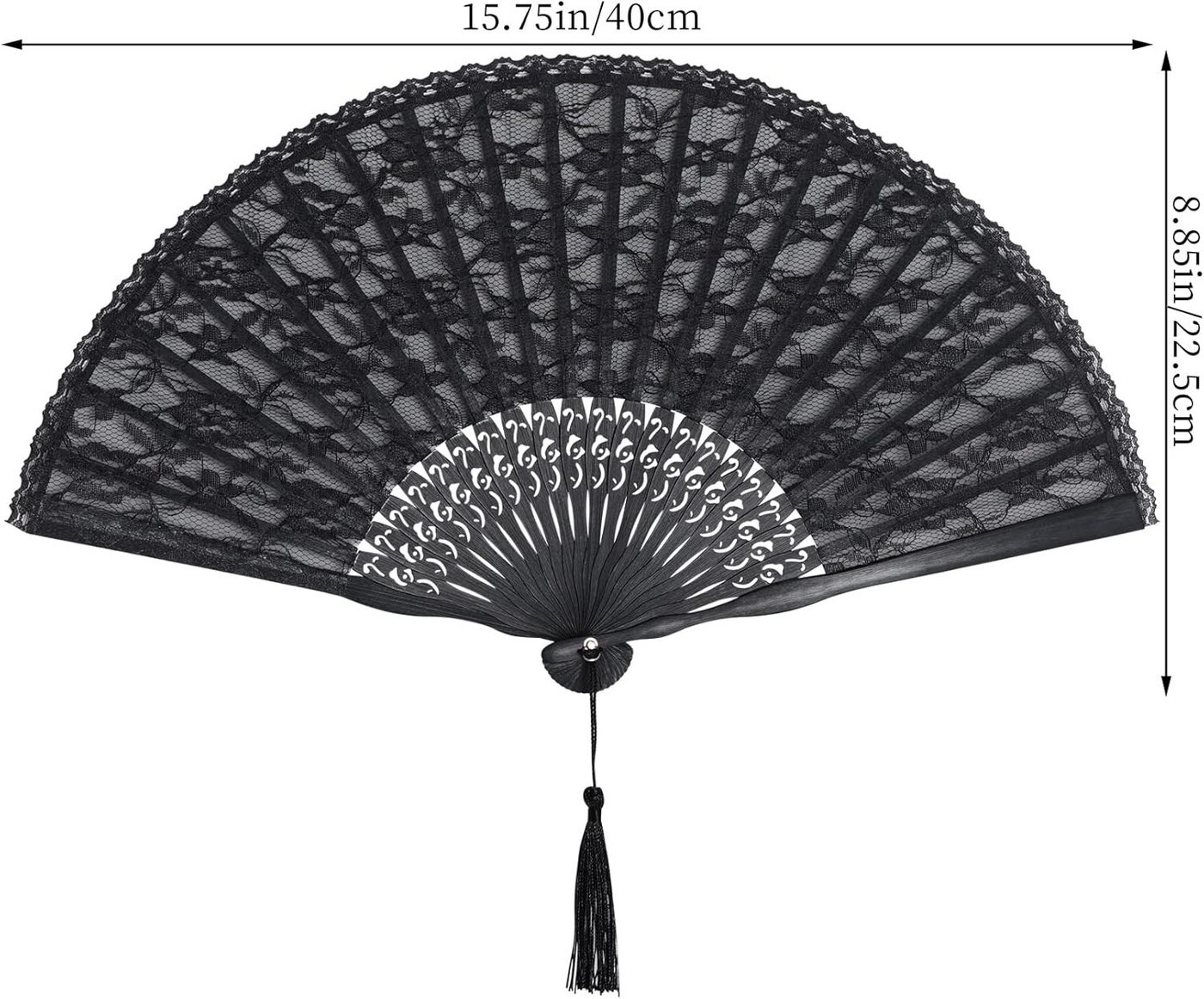 Bwecuy Handfächer Handfächer aus schwarzer Spitze, Hochzeitsgeschenk, (1-tlg) – Bild 2 von 5