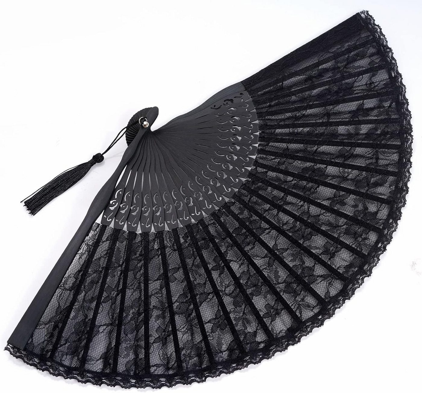 Bwecuy Handfächer Handfächer aus schwarzer Spitze, Hochzeitsgeschenk, (1-tlg) – Bild 5 von 5