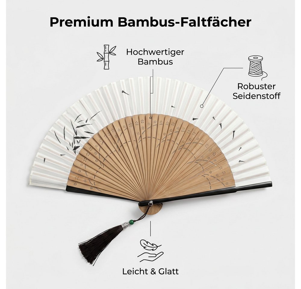 Bwecuy Handfächer Faltbare Fächer, Bambusfächer mit Quaste für Geburtstagsgeschenke, Tanzen, Cosplay, Hochzeit, Party, Requisiten-Dekoration – Bild 2 von 5