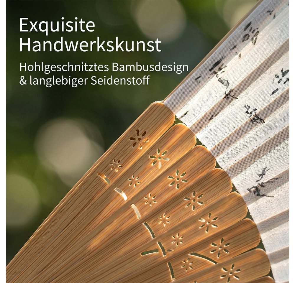 Bwecuy Handfächer Faltbare Fächer, Bambusfächer mit Quaste für Geburtstagsgeschenke, Tanzen, Cosplay, Hochzeit, Party, Requisiten-Dekoration – Bild 3 von 5