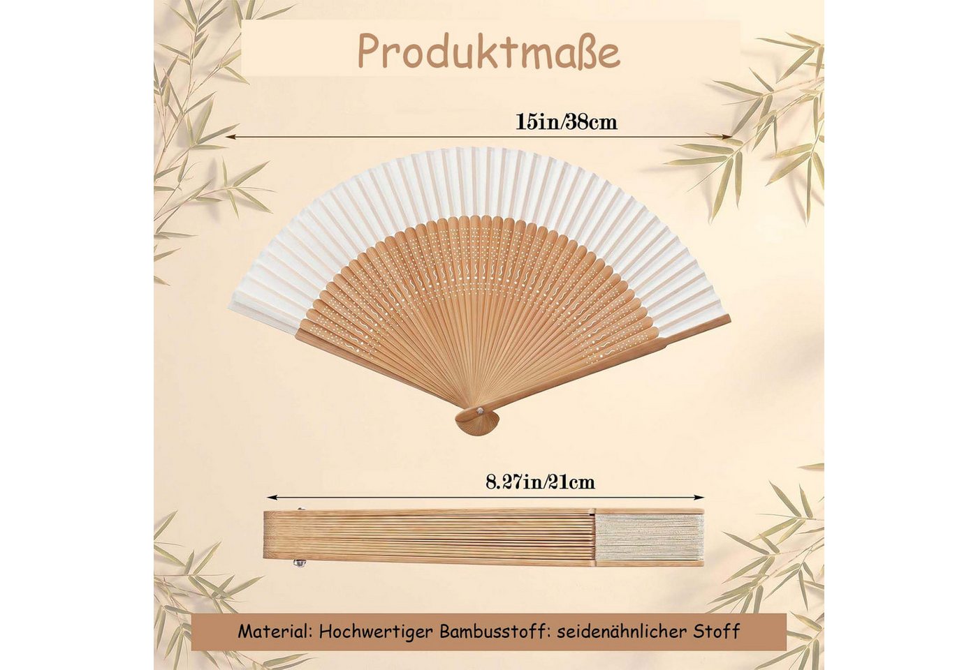 Bwecuy Handfächer Faltbare Fächer Klein, Faltfächer für Sommer, Hochzeit – Bild 2 von 5