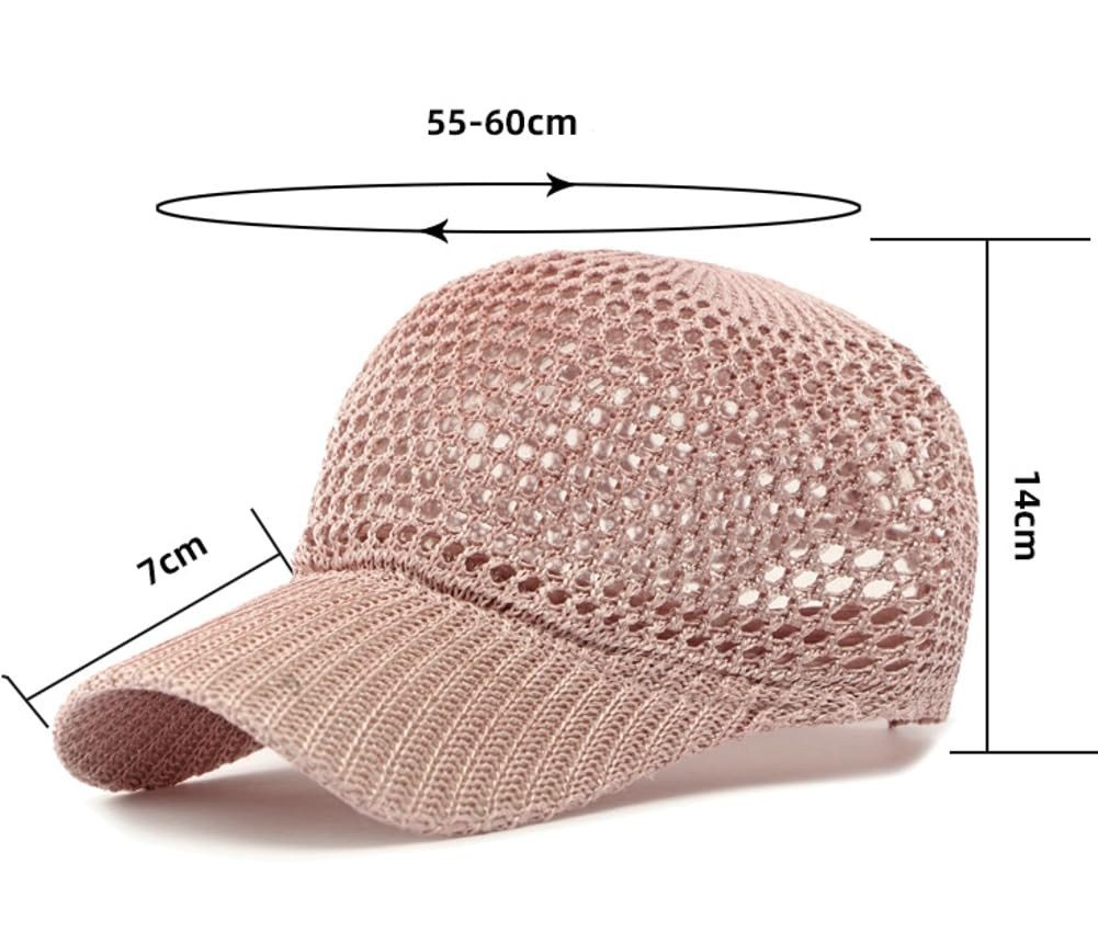 Bwecuy Sonnenhut Damen-Strick-Mesh-Baseballkappe, Sommer-Sonnenhut verstellbar, geeignet für Outdoor-Reisen und als Sonnenhut. – Bild 2 von 5