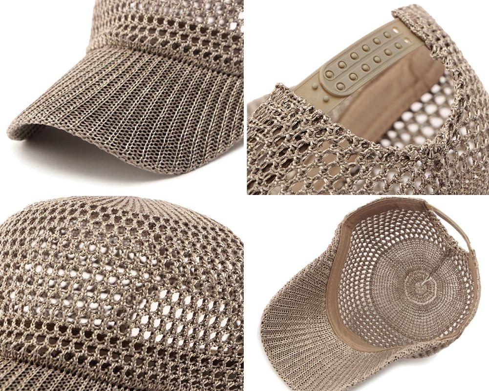 Bwecuy Sonnenhut Damen-Strick-Mesh-Baseballkappe, Sommer-Sonnenhut verstellbar, geeignet für Outdoor-Reisen und als Sonnenhut. – Bild 3 von 5