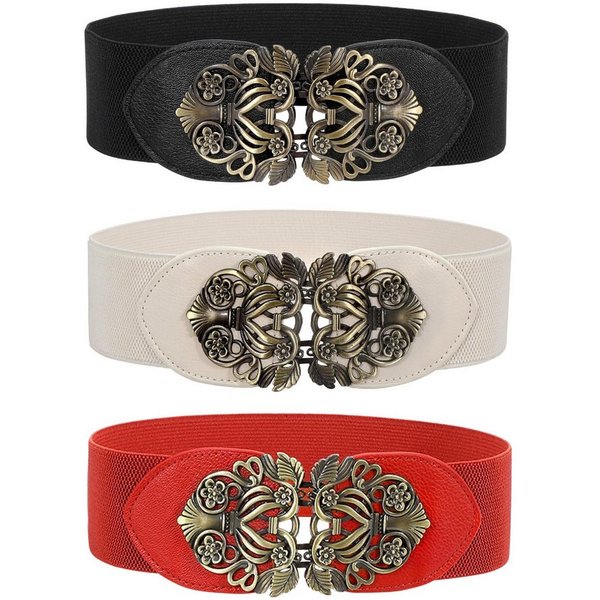 Bwecuy Taillengürtel Breiter Elastischer Taillengürtel für Frauen, Breite Retro Mode Cinch Damen Vintage Stretchy Taille Gürtel für Kleider