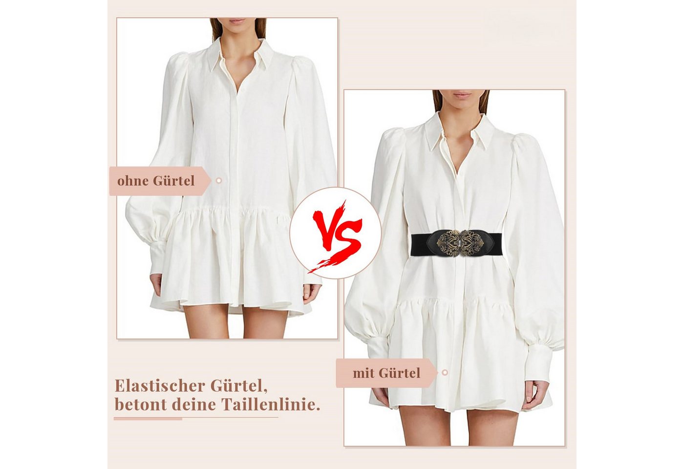 Bwecuy Taillengürtel Breiter Elastischer Taillengürtel für Frauen, Breite Retro Mode Cinch Damen Vintage Stretchy Taille Gürtel für Kleider – Bild 4 von 5