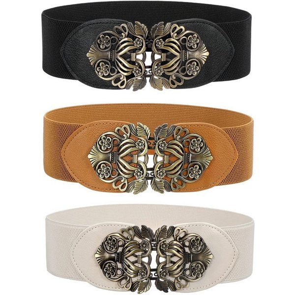 Bwecuy Taillengürtel Breiter Elastischer Taillengürtel für Frauen, Breite Retro Mode Cinch Damen Vintage Stretchy Taille Gürtel für Kleider