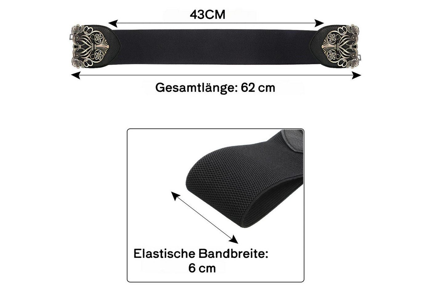Bwecuy Taillengürtel Breiter Elastischer Taillengürtel für Frauen, Breite Retro Mode Cinch Damen Vintage Stretchy Taille Gürtel für Kleider – Bild 2 von 5