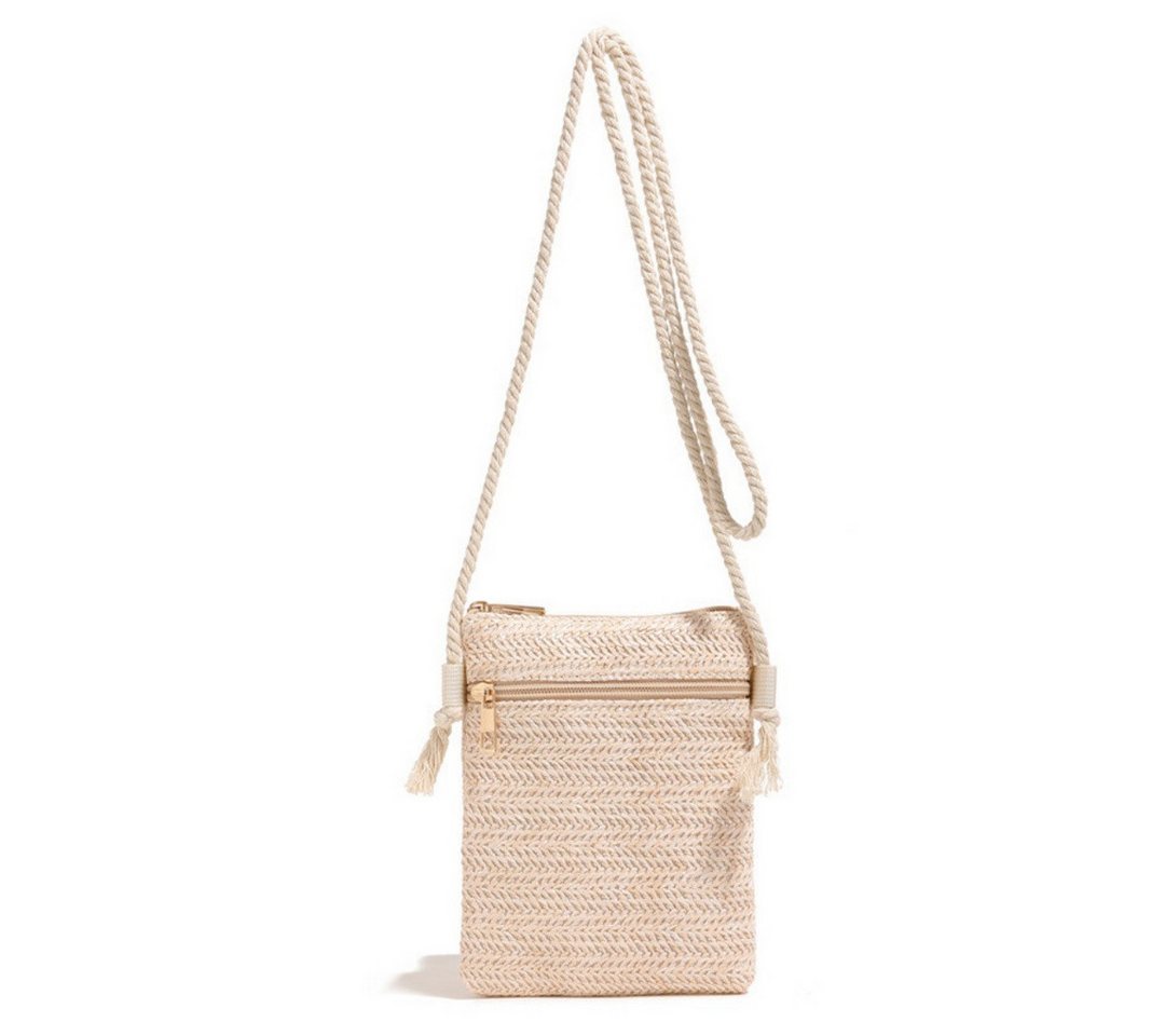 Bwecuy Umhängetasche Strohtasche Damen Boho Stroh Handytasche Vintage Strandtasche (mit Reißverschluss), Strand Stroh Handtasche Crossbody Tasche für Damenreise – Bild 5 von 5