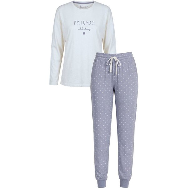 By Louise Schlafanzug Dreamy Nights (Set, 2 tlg., 2-teilig) Damen Pyjama Baumwolle lang Langarm Bündchen