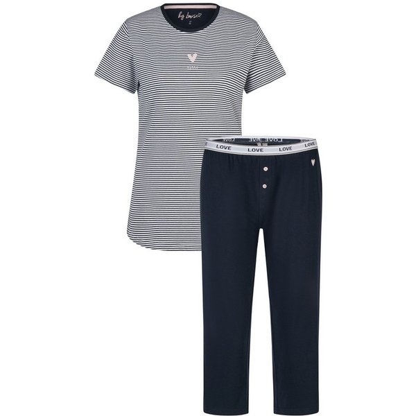 By Louise Schlafanzug Dreamy Nights (Set, 2 tlg., 2-teilig) Damen Pyjama Baumwolle Caprihose Kurzarm