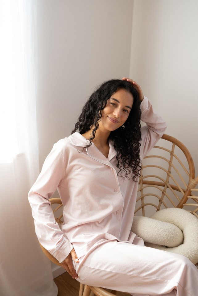By Louise Schlafanzug Sleep Chic (Set, 2 tlg., 2-teilig) Damen Pyjama Button Down Langarm geknöpft – Bild 5 von 5