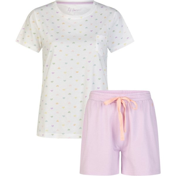 By Louise Shorty Sleep Chic (Set, 2 tlg., 2-teilig) Damen Pyjama Shorty Kurzarm Baumwolle Sommer