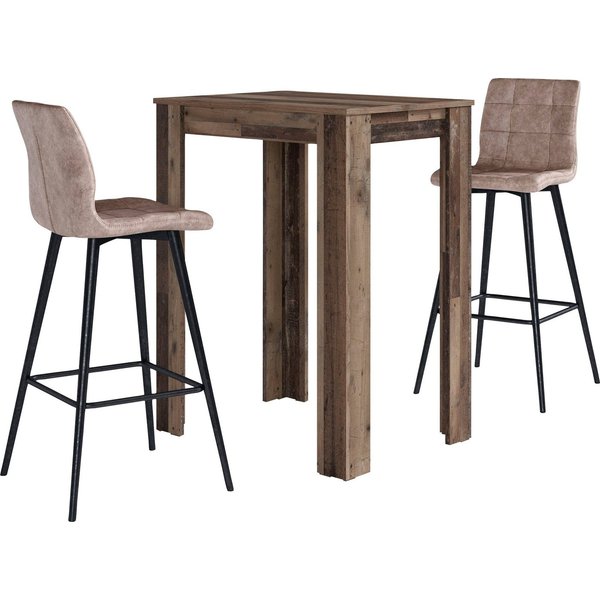byLIVING Bargruppe Essgruppe Nele, Stühle Simone, (Set, 3-tlg., Tisch mit Barhockern), Barhocker, Bartisch