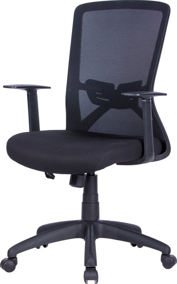 byLIVING Bürostuhl Long, Mesh-Webstoff in schwarz, Wippmechanik mit Härtegradeinstellung – Bild 4 von 5