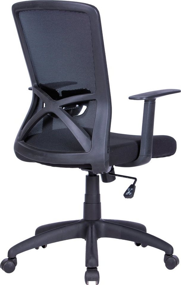 byLIVING Bürostuhl Long, Mesh-Webstoff in schwarz, Wippmechanik mit Härtegradeinstellung – Bild 5 von 5