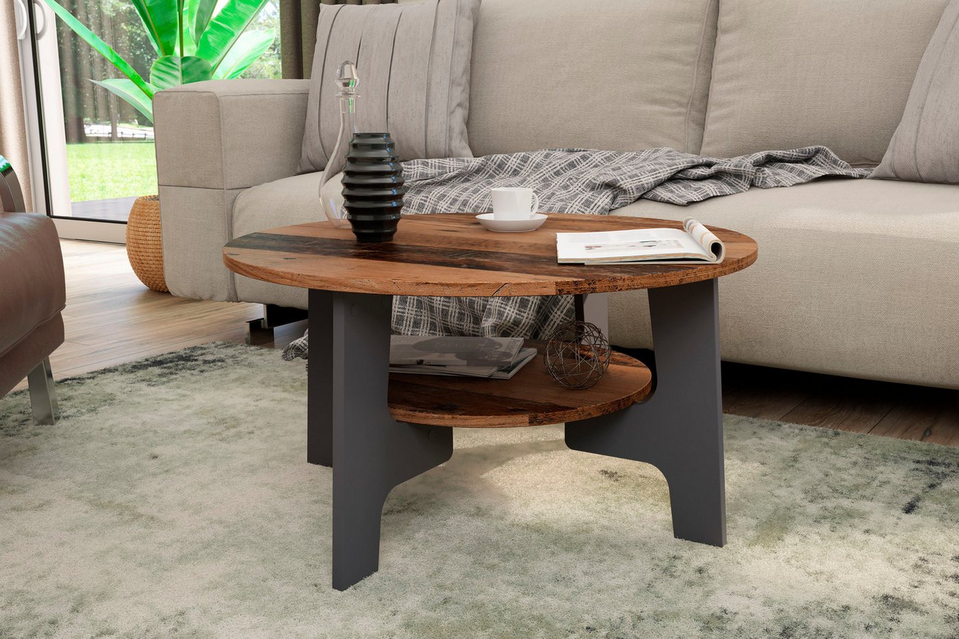 byLIVING Couchtisch JONNY, Artisan Eiche, Old Wood oder weiß, Ablageboden – Bild 2 von 5
