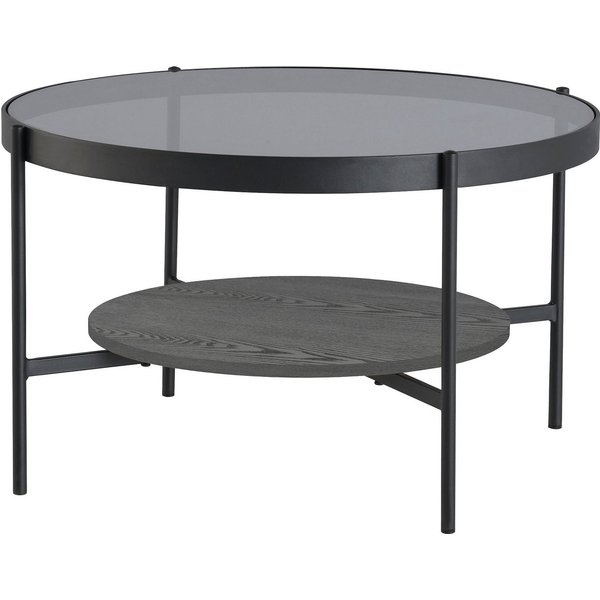 byLIVING Couchtisch Ohio, mit Rauchglas, Ablage aus Echtholzfurnier, rund, D 73,5 / H 42,5 cm
