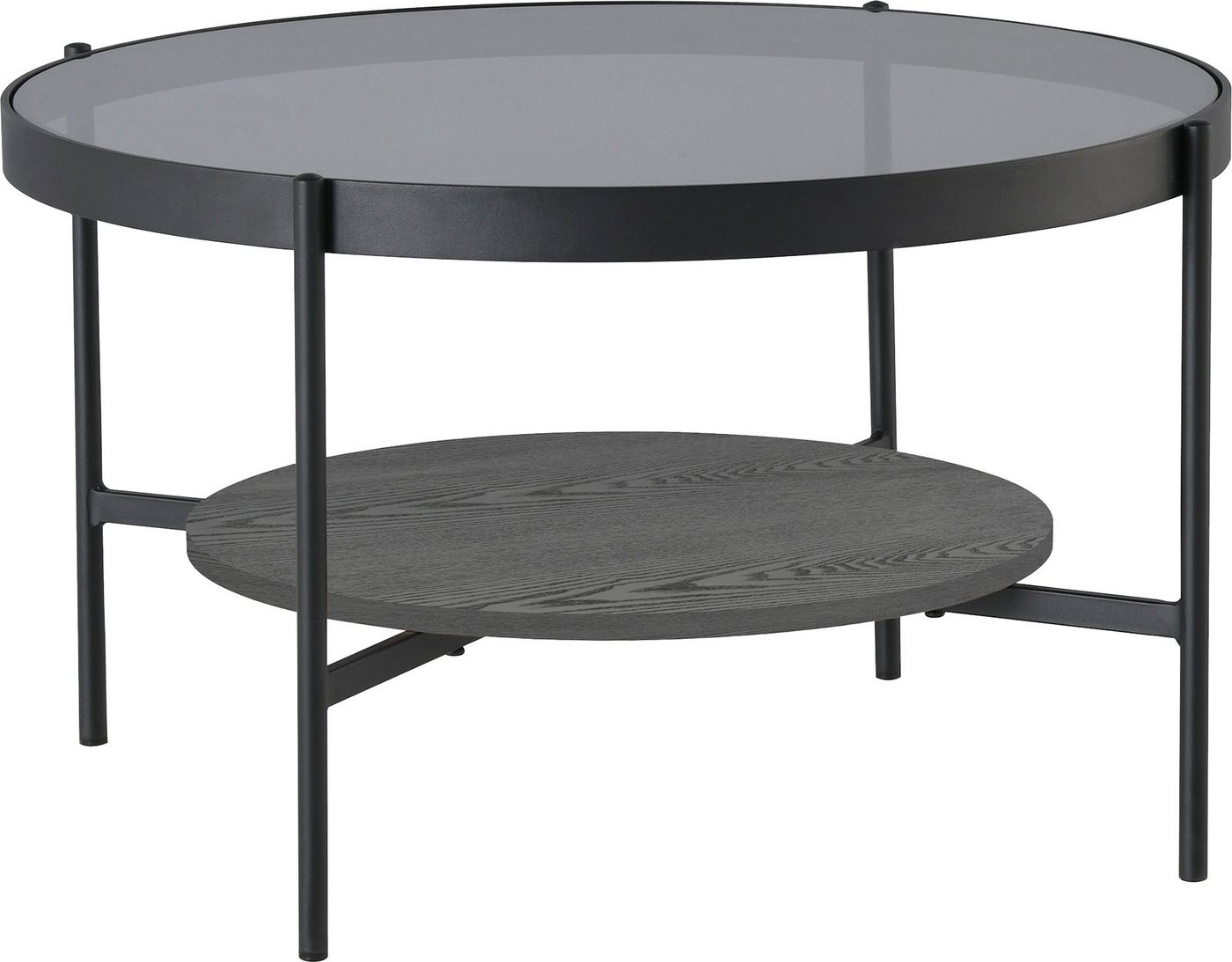 byLIVING Couchtisch Ohio, mit Rauchglas, Ablage aus Echtholzfurnier, rund, D 73,5 / H 42,5 cm – Bild 2 von 5