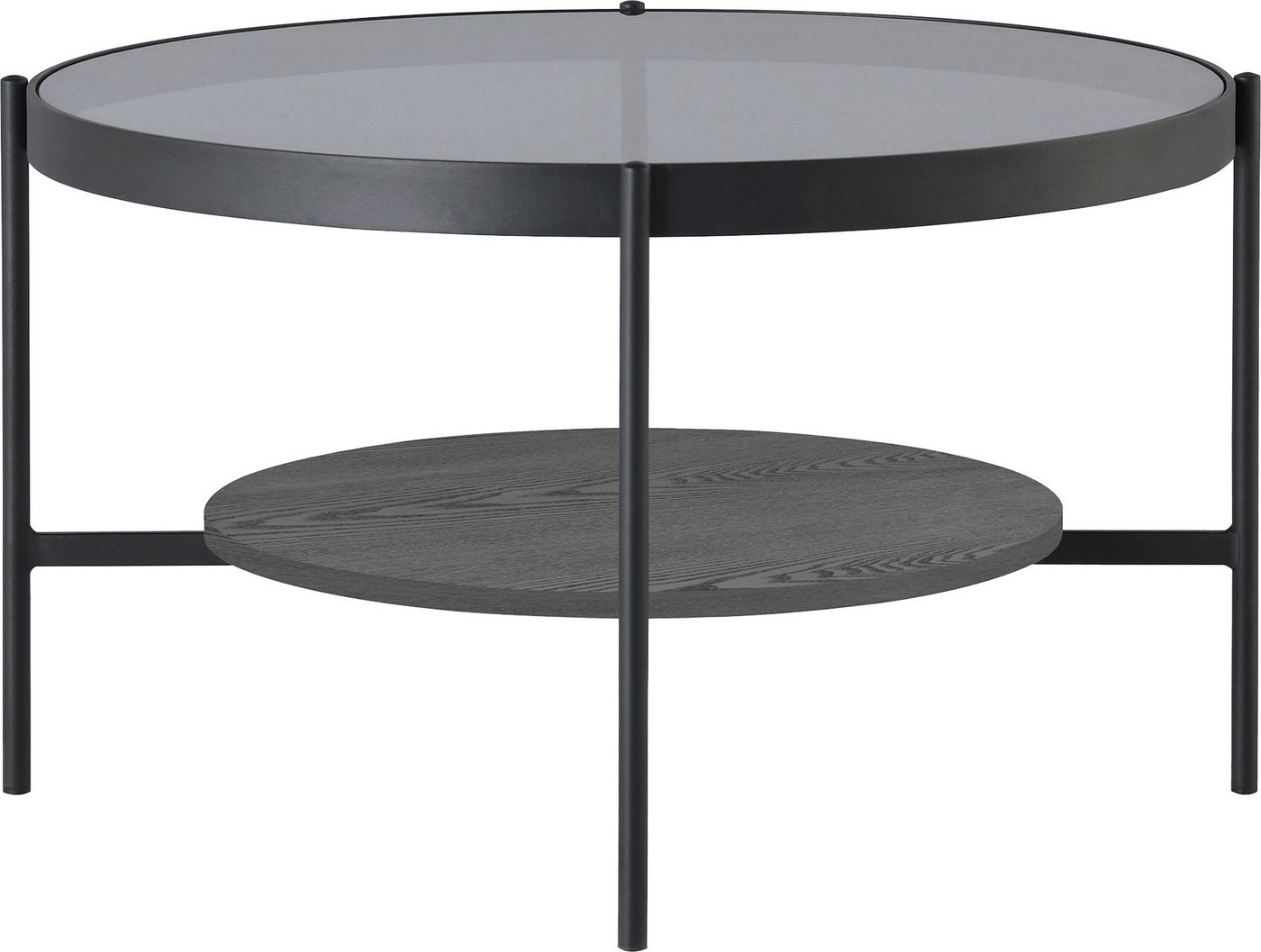 byLIVING Couchtisch Ohio, mit Rauchglas, Ablage aus Echtholzfurnier, rund, D 73,5 / H 42,5 cm – Bild 5 von 5