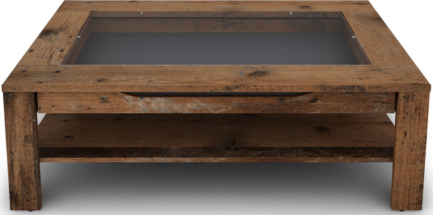 byLIVING Couchtisch RALPH, Tischplatte mit Glaseinlage, Stauraum, 1 Schubkasten, Rollschubführung – Bild 3 von 5