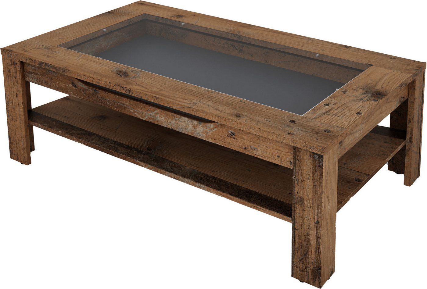 byLIVING Couchtisch RALPH, Tischplatte mit Glaseinlage, Stauraum, 1 Schubkasten, Rollschubführung – Bild 5 von 5