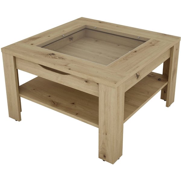 byLIVING Couchtisch RALPH, Artisan Eiche, Old Wood oder weiß, 1 Schubkasten, Glaseinlageplatte