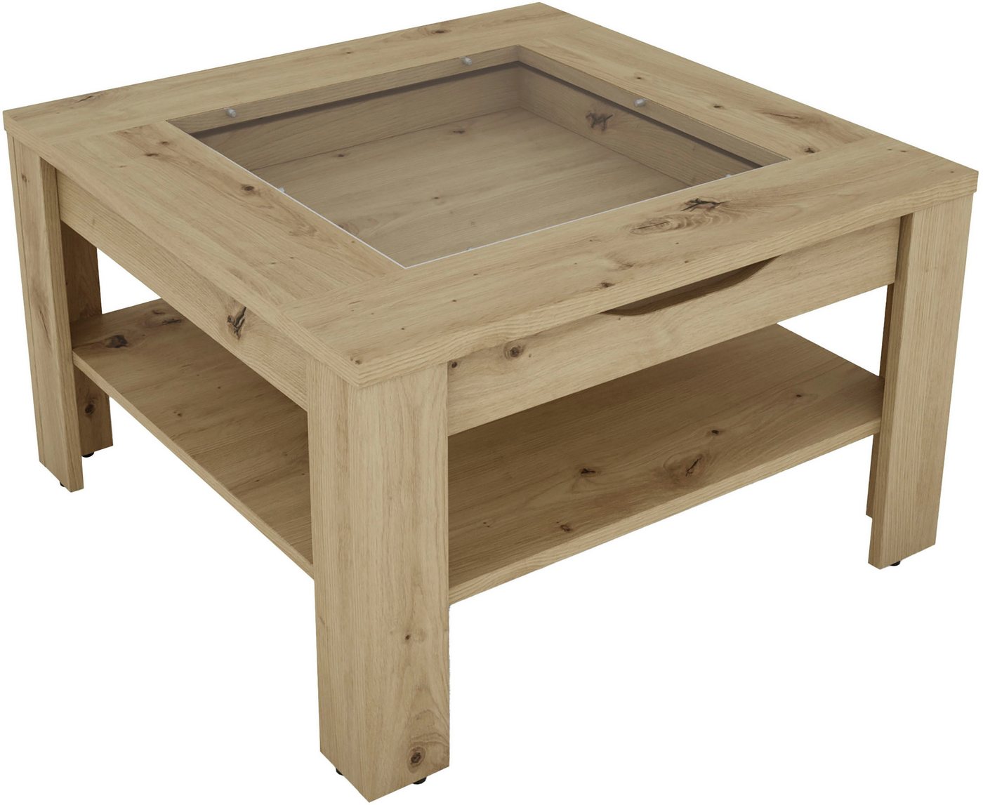 byLIVING Couchtisch RALPH, Artisan Eiche, Old Wood oder weiß, 1 Schubkasten, Glaseinlageplatte – Bild 3 von 5