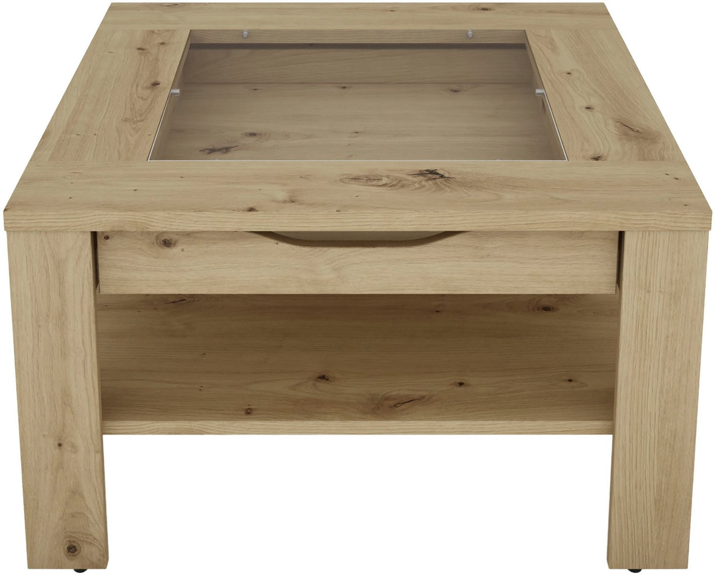byLIVING Couchtisch RALPH, Artisan Eiche, Old Wood oder weiß, 1 Schubkasten, Glaseinlageplatte – Bild 4 von 5