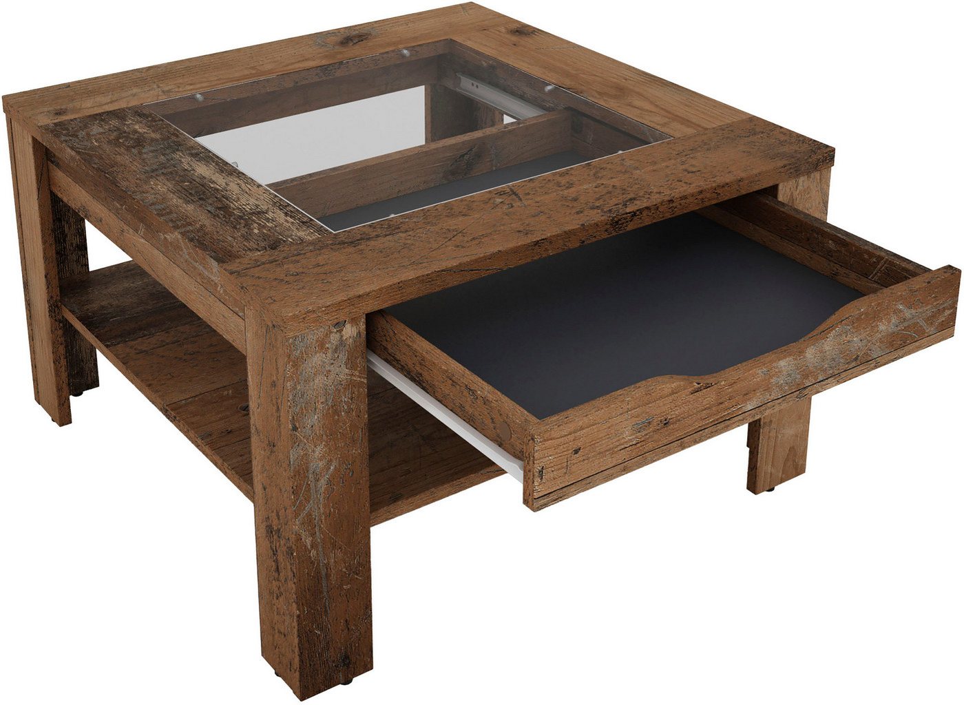 byLIVING Couchtisch RALPH, Artisan Eiche, Old Wood oder weiß, 1 Schubkasten, Glaseinlageplatte – Bild 5 von 5