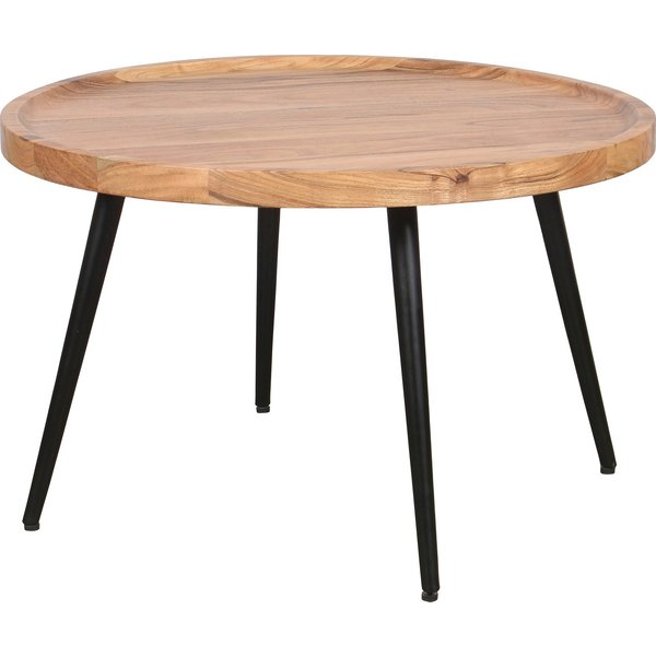 byLIVING Couchtisch Romy, mit massiver Akazien - Platte und schwarzem Metallgestell, rund 75cm