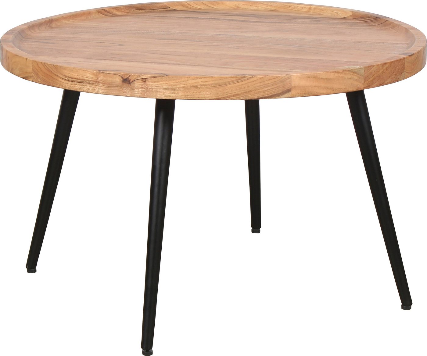 byLIVING Couchtisch Romy, mit massiver Akazien - Platte und schwarzem Metallgestell, rund 75cm – Bild 2 von 5