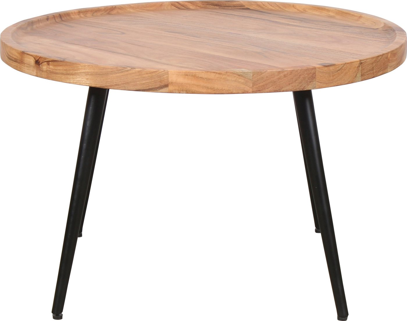 byLIVING Couchtisch Romy, mit massiver Akazien - Platte und schwarzem Metallgestell, rund 75cm – Bild 3 von 5