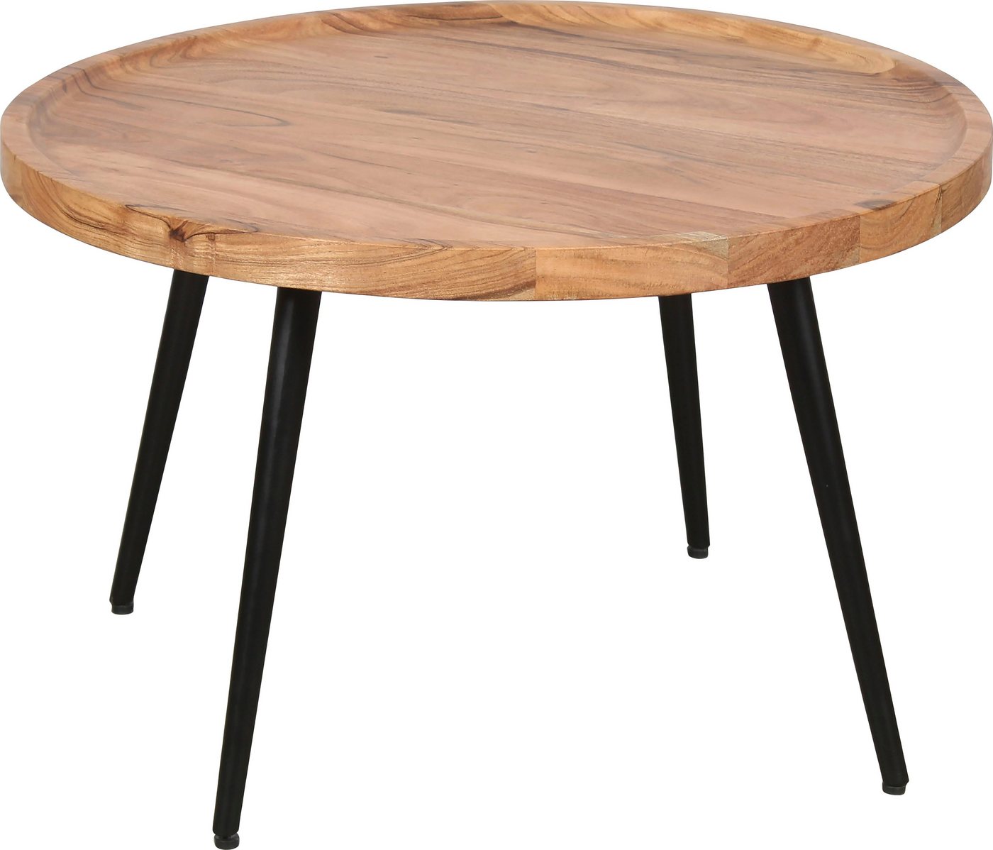 byLIVING Couchtisch Romy, mit massiver Akazien - Platte und schwarzem Metallgestell, rund 75cm – Bild 4 von 5