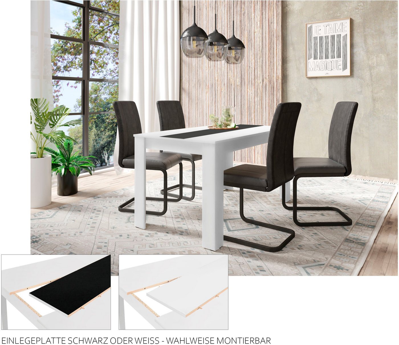 byLIVING Esstisch Nori, Breite 120, 140 oder 160 cm, Mittelplatte wendbar – Bild 5 von 5