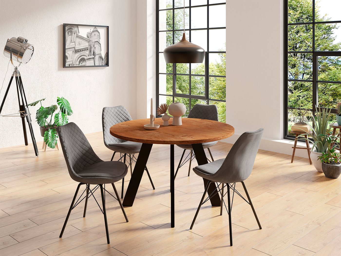 byLIVING Esstisch Tara (1-St), ausdrucksstarke Tischplatte aus Massivholz Akazie – Bild 5 von 5