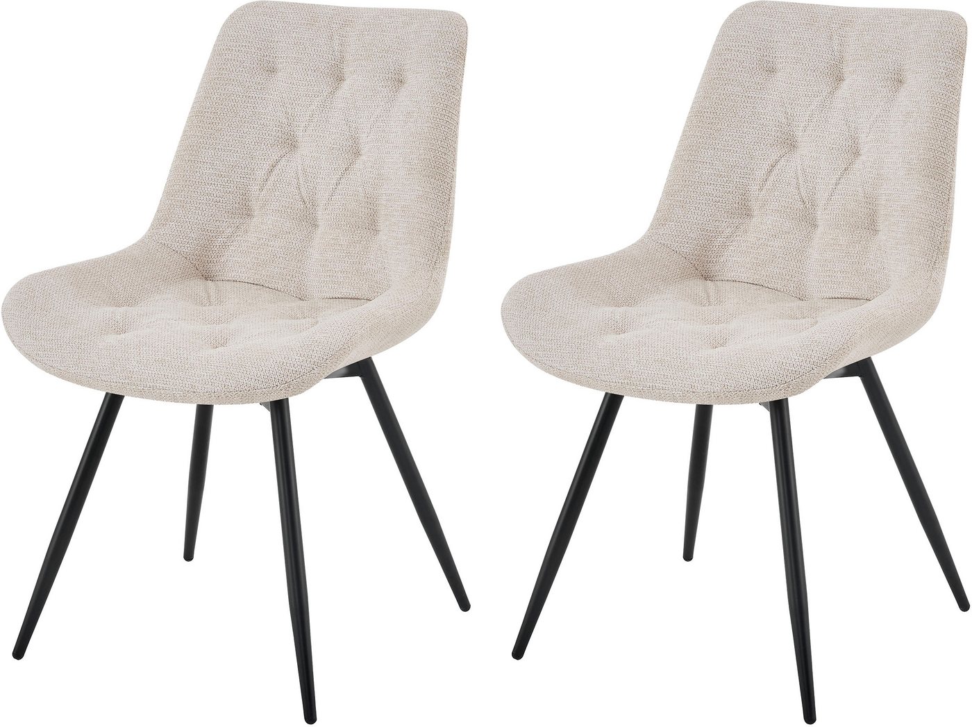 byLIVING Esszimmerstuhl Aragon (Set, 2 St), 360 Grad drehbarer Stuhl, hochwertiger Webstoffbezug mit Steppung – Bild 2 von 5