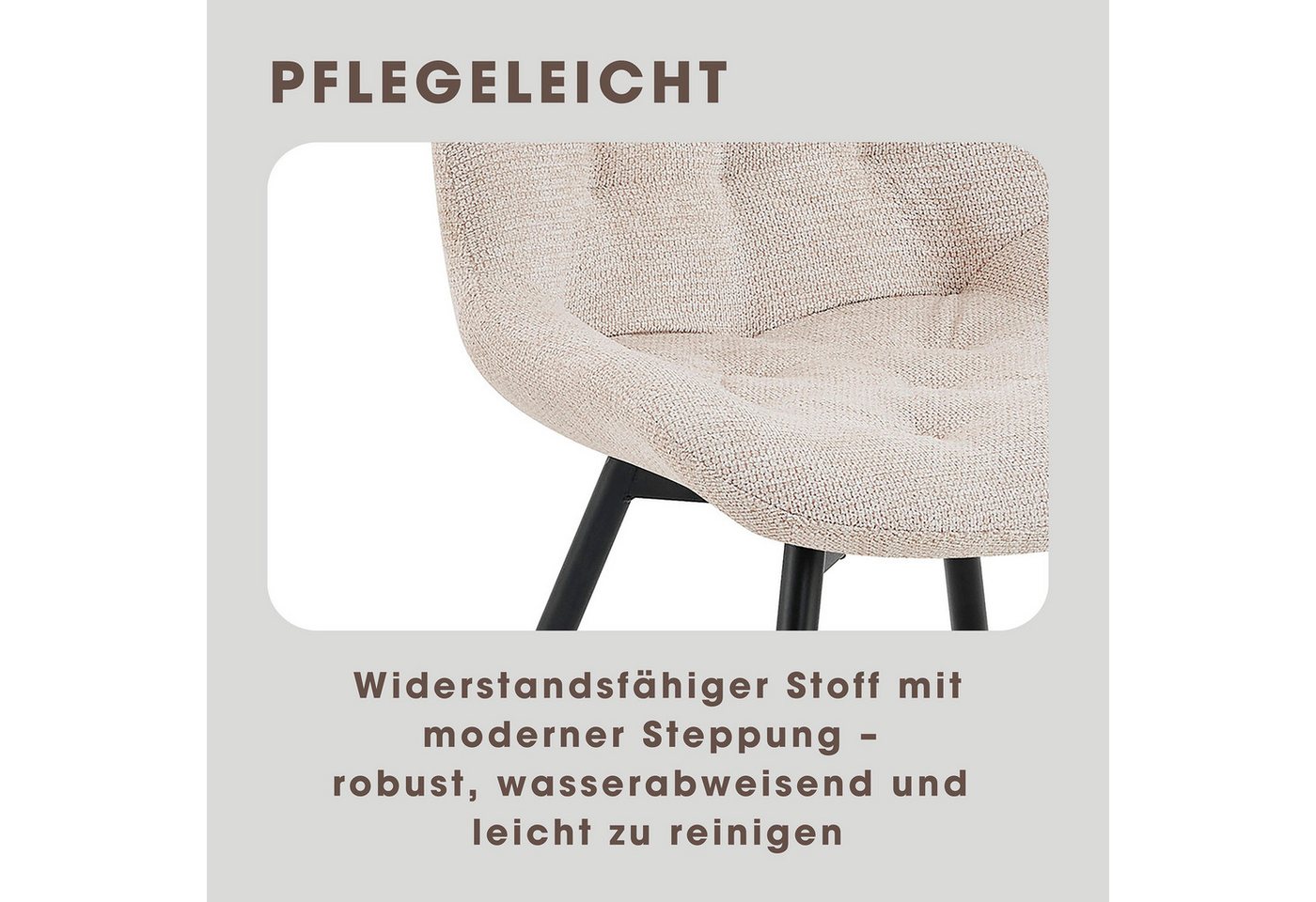 byLIVING Esszimmerstuhl Aragon (Set, 2 St), 360 Grad drehbarer Stuhl, hochwertiger Webstoffbezug mit Steppung – Bild 4 von 5