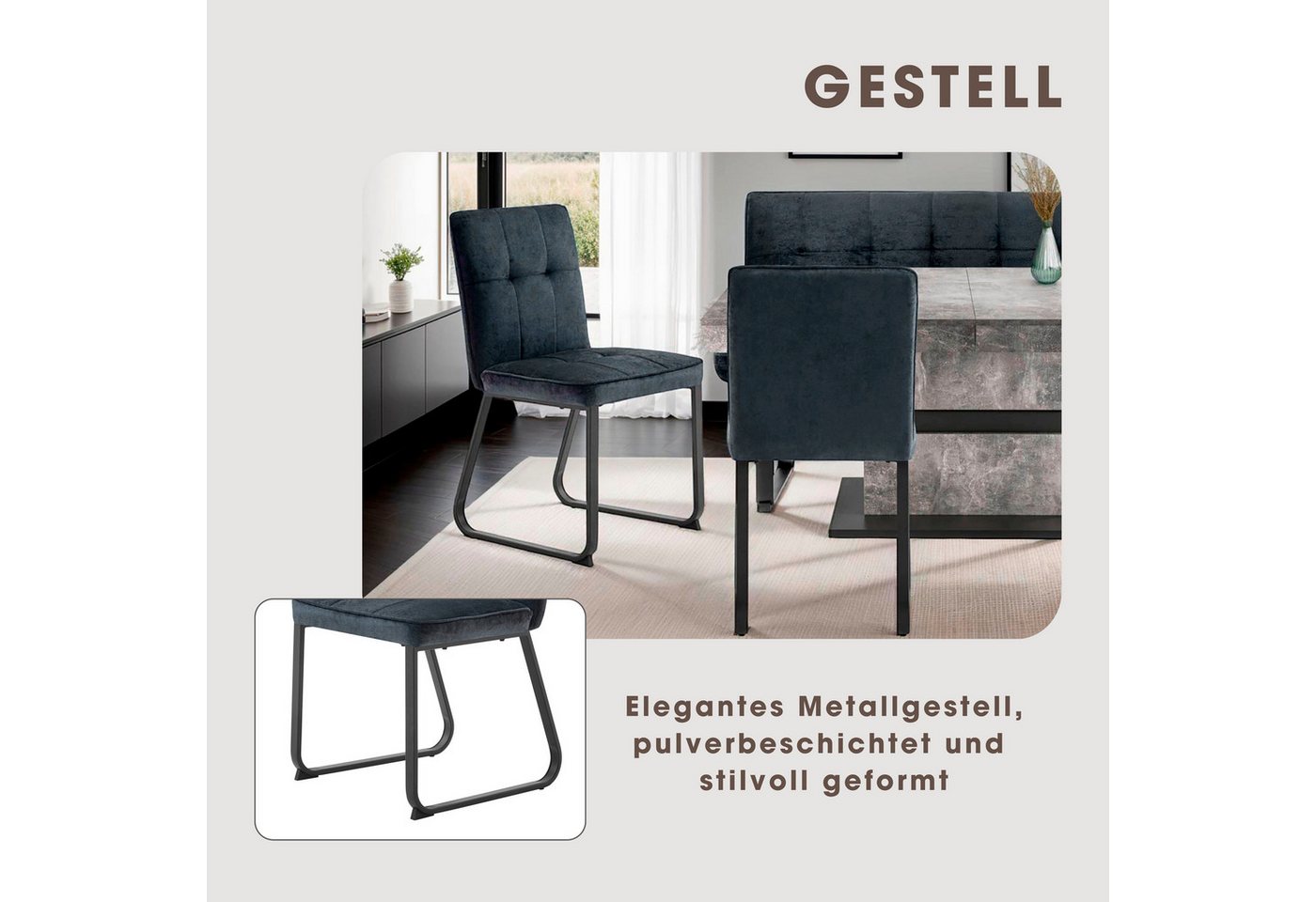 byLIVING Esszimmerstuhl Talea (Set, 2 St), Nosagfederung im Sitz, Cord Stoff – Bild 4 von 5