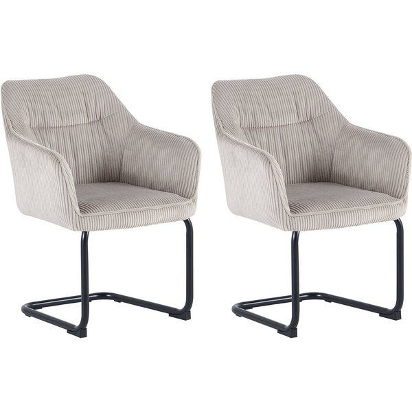 byLIVING Freischwinger ELBA (Set, 2 St), Grob-Cord, 110 kg, 180° drehbar Rückholfunktion, Schwingstuhlgestell