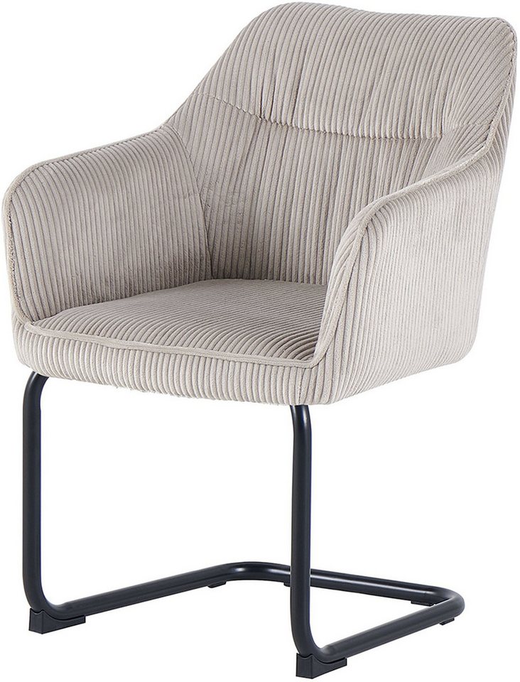 byLIVING Freischwinger ELBA (Set, 2 St), Grob-Cord, 110 kg, 180° drehbar Rückholfunktion, Schwingstuhlgestell – Bild 5 von 5