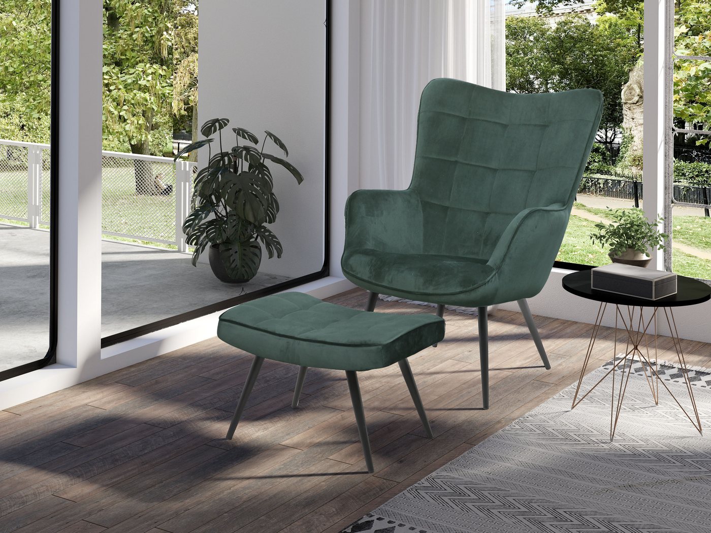 byLIVING Hocker UTA, Bezug Webstoff oder Samt, Schaumstoff – Bild 2 von 5