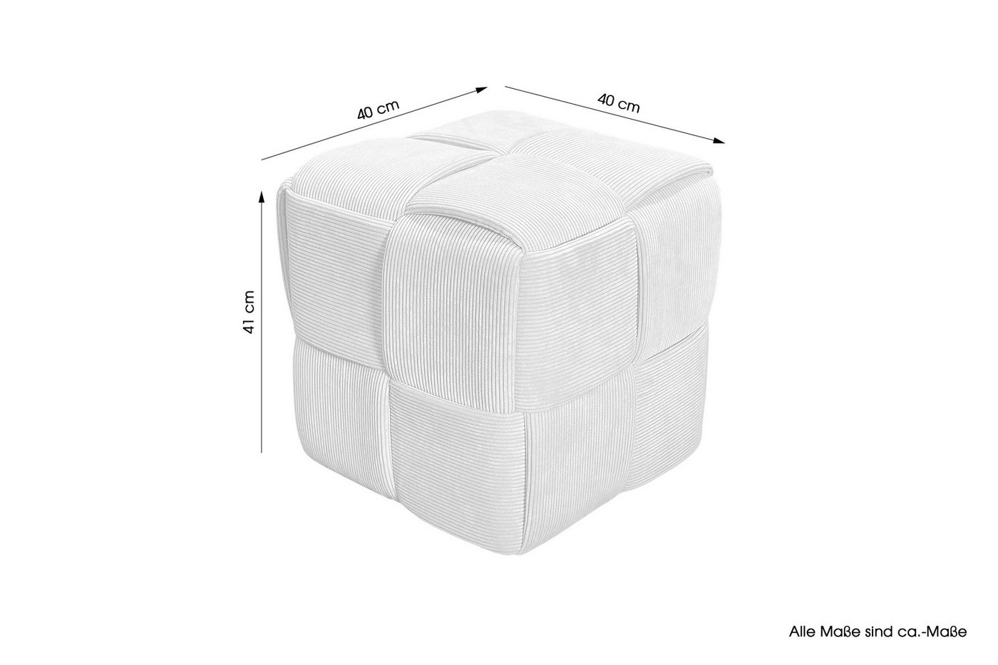 byLIVING Pouf Urban, Cord Bezug, Vollpolster, B 40, H 40, T 40 cm, verschiedene Farben – Bild 3 von 5