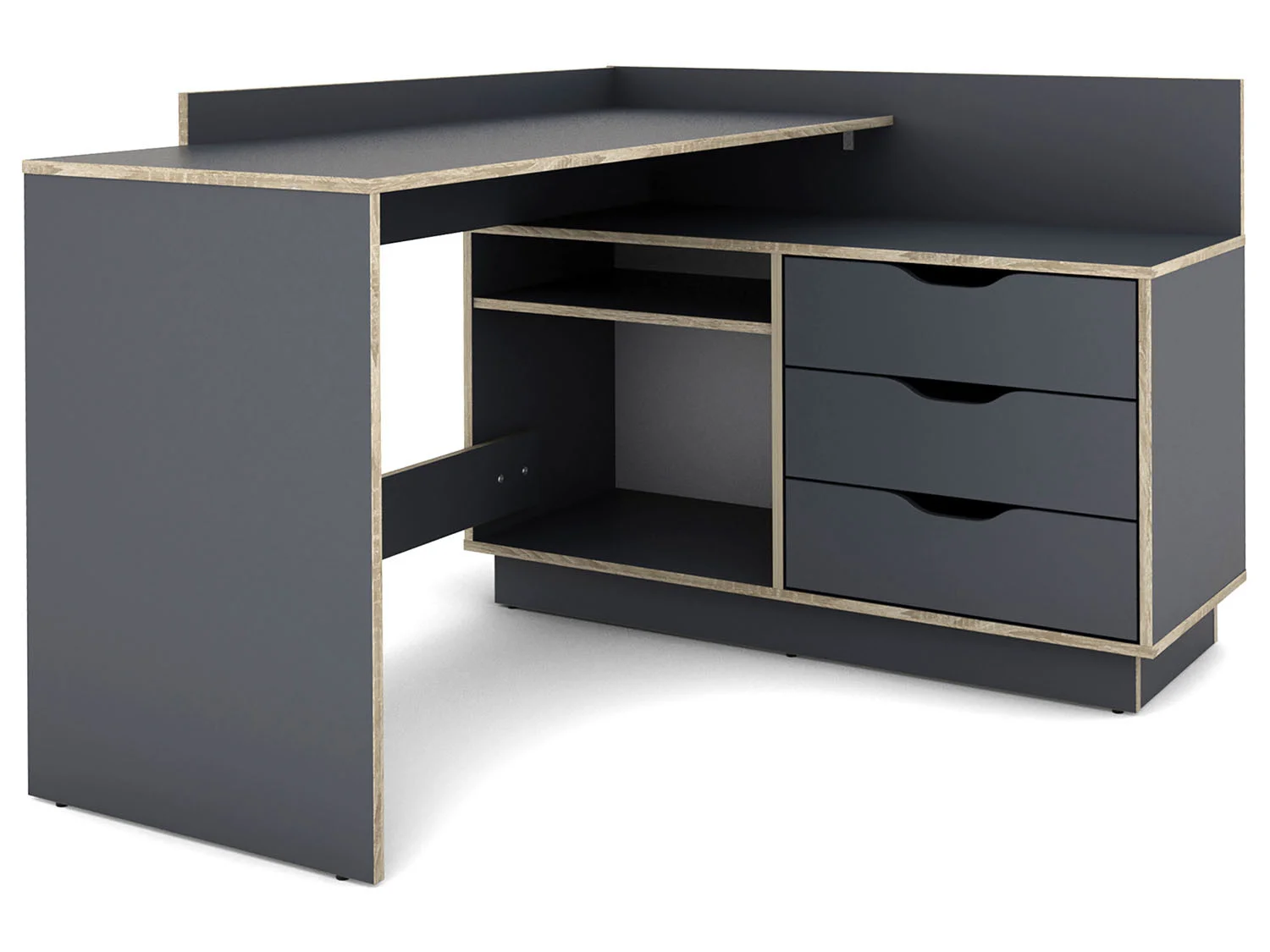 BYLIVING Schreibtisch Belfast (Anthrazit/Sonoma Eiche) – Bild 2 von 4