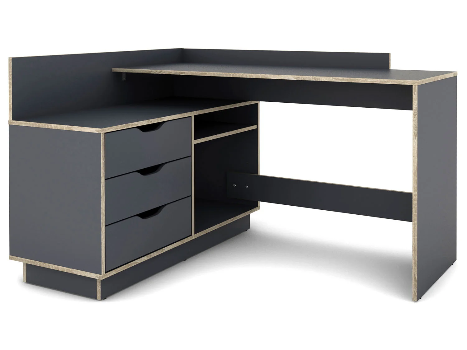 BYLIVING Schreibtisch Belfast (Anthrazit/Sonoma Eiche) – Bild 3 von 4